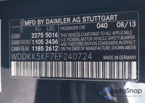 2014 Mercedes-Benz E 350 from USA, damaged, VIN WDDKK5KF7EF240724